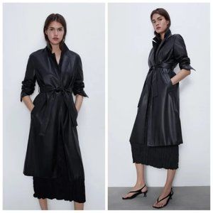 NWOT Zara Faux Leather Trench Coat